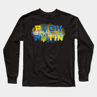 Puck Futin Retro Ukraine Flag Long Sleeve T-Shirt